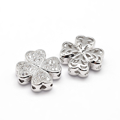 Clover Brass Micro Pave Cubic Zirconia Beads ZIRC-E010-10P-1