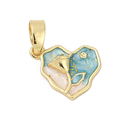 Brass Enamel Pendants KK-U068-01G-02-1