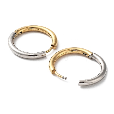 Ion Plating(IP) Two Tone 304 Stainless Steel Huggie Hoop Earrings EJEW-A106-02G-1