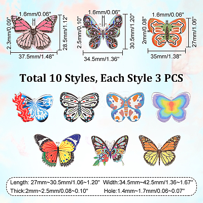 30Pcs 10 Styles Printed Acrylic Pendants SACR-GA0001-05-1