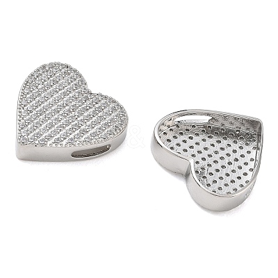 Rack Plating Brass Micro Pave Cubic Zirconia Slide Charms CU-CBA01AA-27P-1