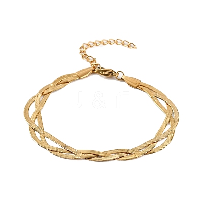 304 Stainless Steel Herringbone Chains Bracelets for Women BJEW-B137-02G-1