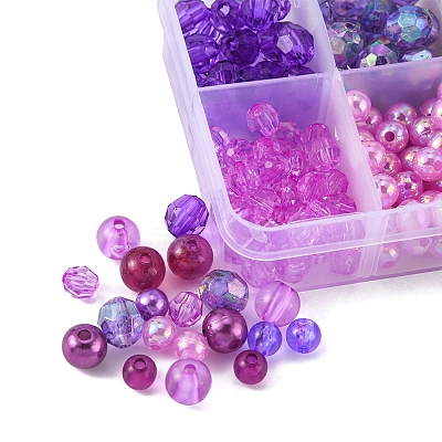 375Pcs 10 Style Round Transparent & Imitation Pearl Acrylic Beads OACR-FS0001-16-1
