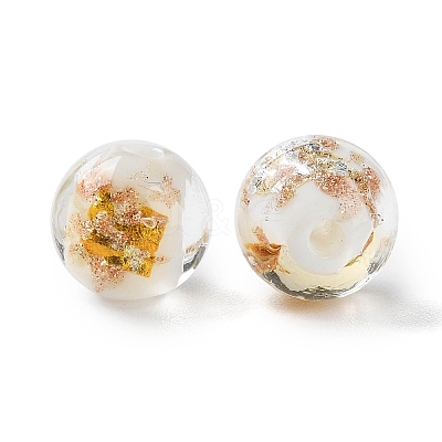 Handmade Gold & Silver Foil Lampwork Beads GLAA-G107-07B-14-1