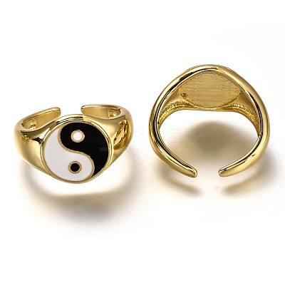 Brass Enamel Cuff Rings RJEW-C100-22G-A-1