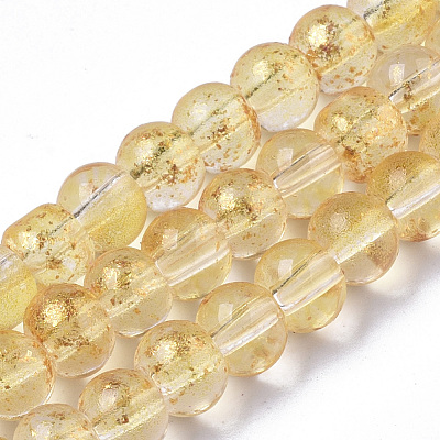 Transparent Spray Painted Glass Bead Strands GLAA-N035-03A-B08-1