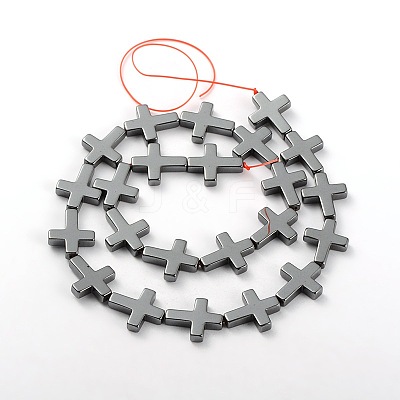 Electroplate Gorgeous Cross Non-magnetic Synthetic Hematite Beads Strands X-G-L268-11-1