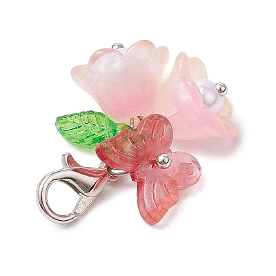 6Pcs Flower Glass Pendant Decorations HJEW-JM02791-1