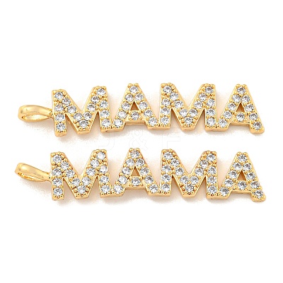 Mother's Day Brass Micro Pave Cubic Zirconia Pendants KK-K378-11G-1