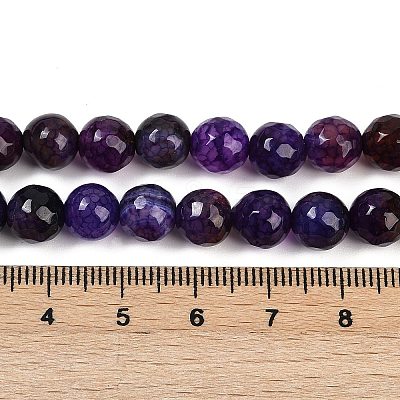 Faceted Natural Crackle Agate Beads Strands G-F447-8mm-G01-01-1