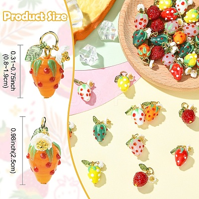 5Pcs Handmade Lampwork Pendants PALLOY-YW00108-02A-1
