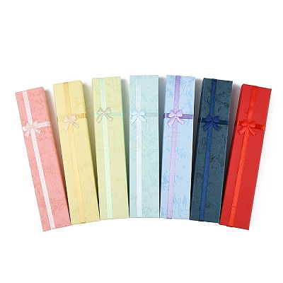 Cardboard Jewelry Necklace Boxes with Bowknot CON-YWC0006-01A-1