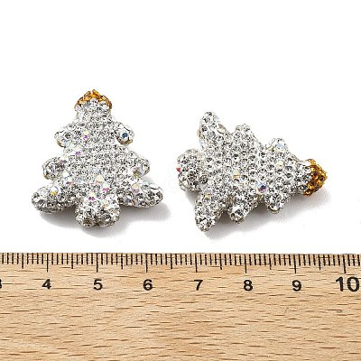 Christmas Tree Polymer Clay Rhinestone Beads CLAY-NH0001-10B-1