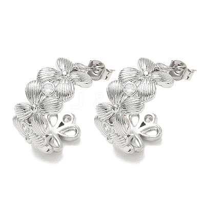 Brass Micro Pave Cubic Zirconia Stud Earrings for Women KK-CBA760A-08P-1