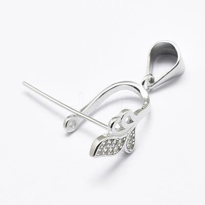 Anti-Tarnish Rhodium Plated 925 Sterling Silver Micro Pave Cubic Zirconia Pendant Bails STER-E053-45P-1