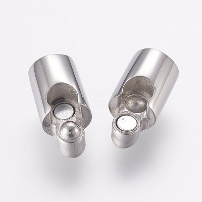 Tarnish Resistant 304 Stainless Steel Magnetic Clasps with Glue-in Ends X-STAS-E138-02P-1
