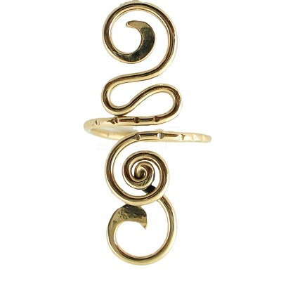 Boho Adjustable Brass Twisted Wire Wrapped Long Toe Rings FS-WGB3A04-01-1