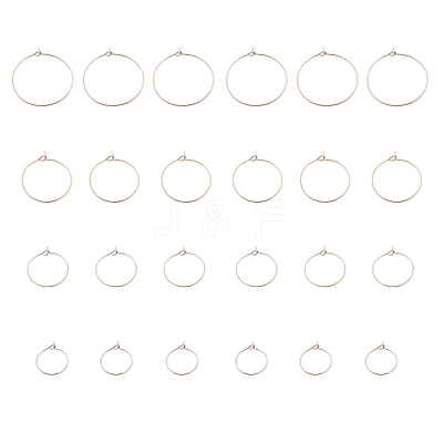 24Pcs 4 Size 316L Surgical Stainless Steel Hoop Earring Findings STAS-ZZ0001-03RG-1