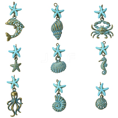 18Pcs 9 Style Alloy Pendants PALLOY-CJ00182-1