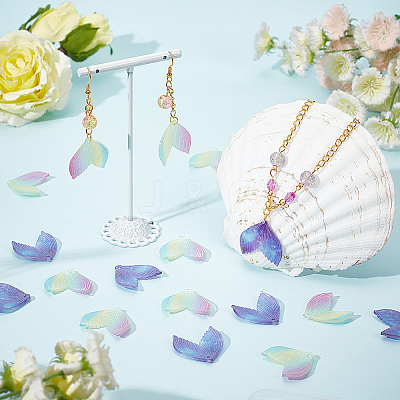 20Pcs 2 Colors Gradient Color Transparent Resin Pendants RESI-AR0001-24-1