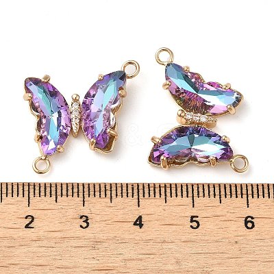 Brass Pave Faceted Glass Connector Charms X-FIND-Z020-04G-1