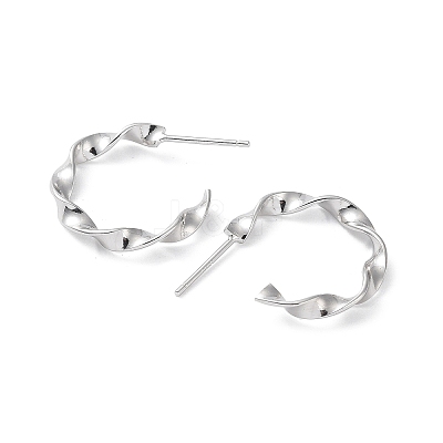 Rhodium Plated 925 Sterling Silver Stud Earrings EJEW-K258-22P-1