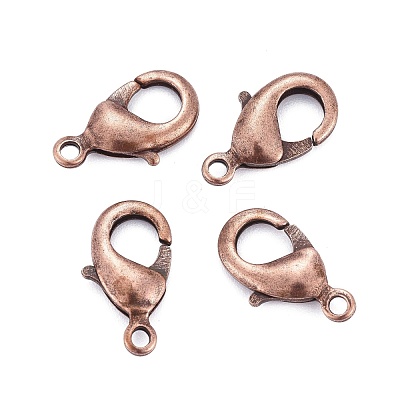 Red Copper Brass Lobster Claw Clasps X-KK-903-R-NF-1