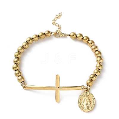 304 Stainless Steel Beaded Bracelets for Women LS-BJEW-Z133-02G-1