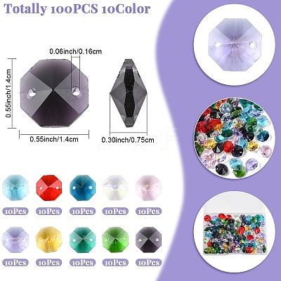100Pcs 10 Colors Electroplate Glass Links Connectors EGLA-YW0005-58-1