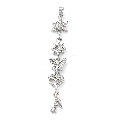 Brass Micro Pave Clear Cubic Zirconia Pendants LS-KK-D101-01C-P-1