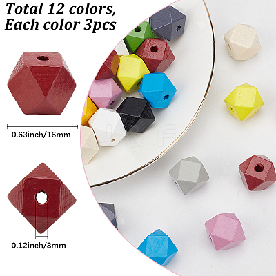 36Pcs 12 Colors Wood Beads WOOD-SP0001-52B-1