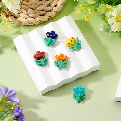 5Pcs 5 Colors Handmade Lampwork Beads LAMP-TA0002-15-1