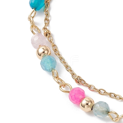 Natural Agate Round Beads Multi-strand Bracelets BJEW-JB12468-01-1