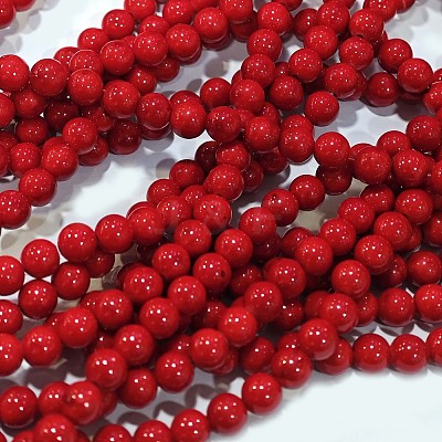 Natural Dyed Mashan Jade Gemstone Bead Strands X-G-R272-6mm-01-1