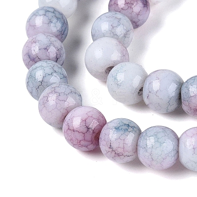 Ombre Effect Opaque Crackle Glass Beads Strands GLAA-Q106-01A-A02-1