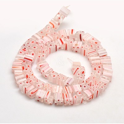 Handmade Millefiori Glass Cube Bead Strands LK-P014-M-1