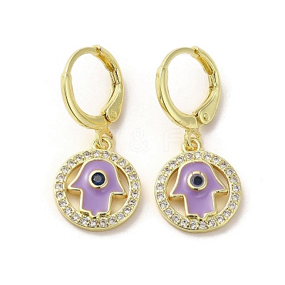 Hamsa Hand Golden Brass Dangle Leverback Earrings EJEW-Q797-10G-05-1