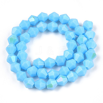 Opaque Solid Color Electroplate Glass Beads Strands X-EGLA-A039-P6mm-L12-1