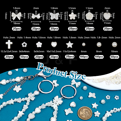 500Pcs 14 Styles Imitated Pearl Acrylic Beads PACR-OC0001-01-1