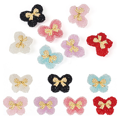 7Pcs 7 Colors Opaque Acrylic Beads and Alloy Bowknot SACR-TA0001-52-1