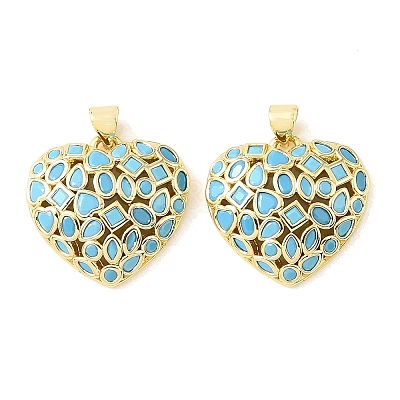 Brass Micro Pave Sky Blue Cubic Zirconia Pendants CU-CBA6938-07G-01-1