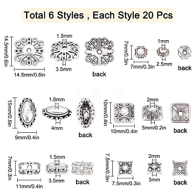 Tibetan Style Alloy Bead Caps TIBE-SC0001-25AS-1