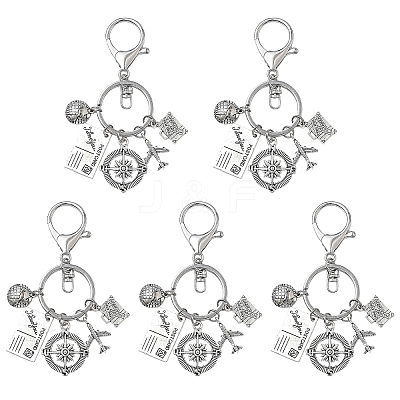 5Pcs Travel Alloy Keychain KEYC-YW00244-1