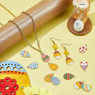 48Pcs 12 Style Alloy Enamel Pendants ENAM-SC0002-99-1