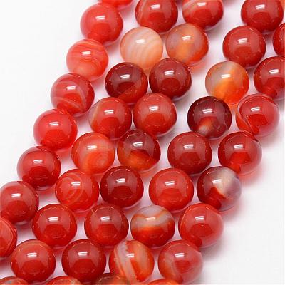 Natural Striped Agate/Banded Agate Bead Strands G-K166-13-8mm-08-1