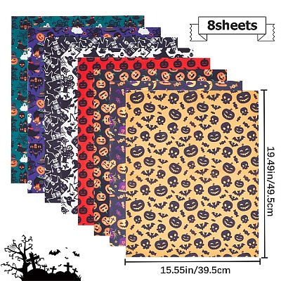 Halloween Printed Polycotton Fabric DIY-WH0032-07B-1