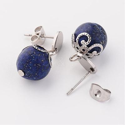 Natural Gemstone Stud Earrings EJEW-JE02127-1