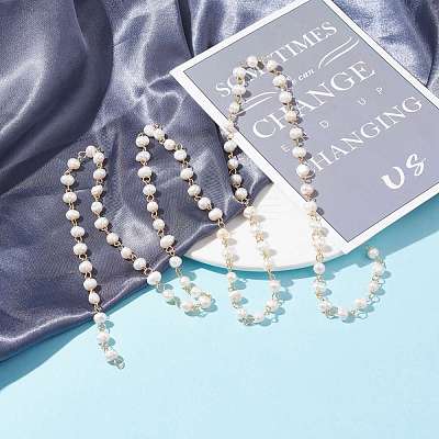 Handmade Natural Freshwater Pearl Beaded Chains AJEW-JB01088-01-1