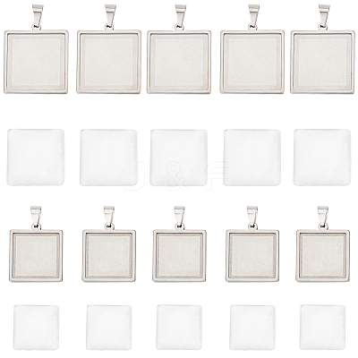 DIY Blank Square Dome Pendant Making Kit DIY-SC0023-03-1