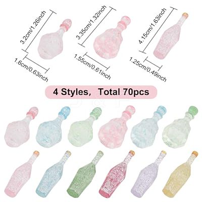 70Pcs 12 Styles Dummy Bottle Transparent Resin Cabochon RESI-OC0001-48-1